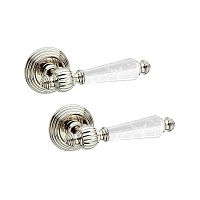 Ручки на розеті FIMET Michelle 106P (269) F21 нікель/білий фарфор з квітами